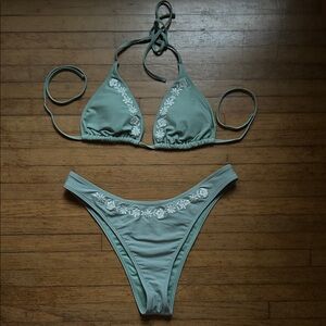 Hollister Sage Embroidered Bikini Set